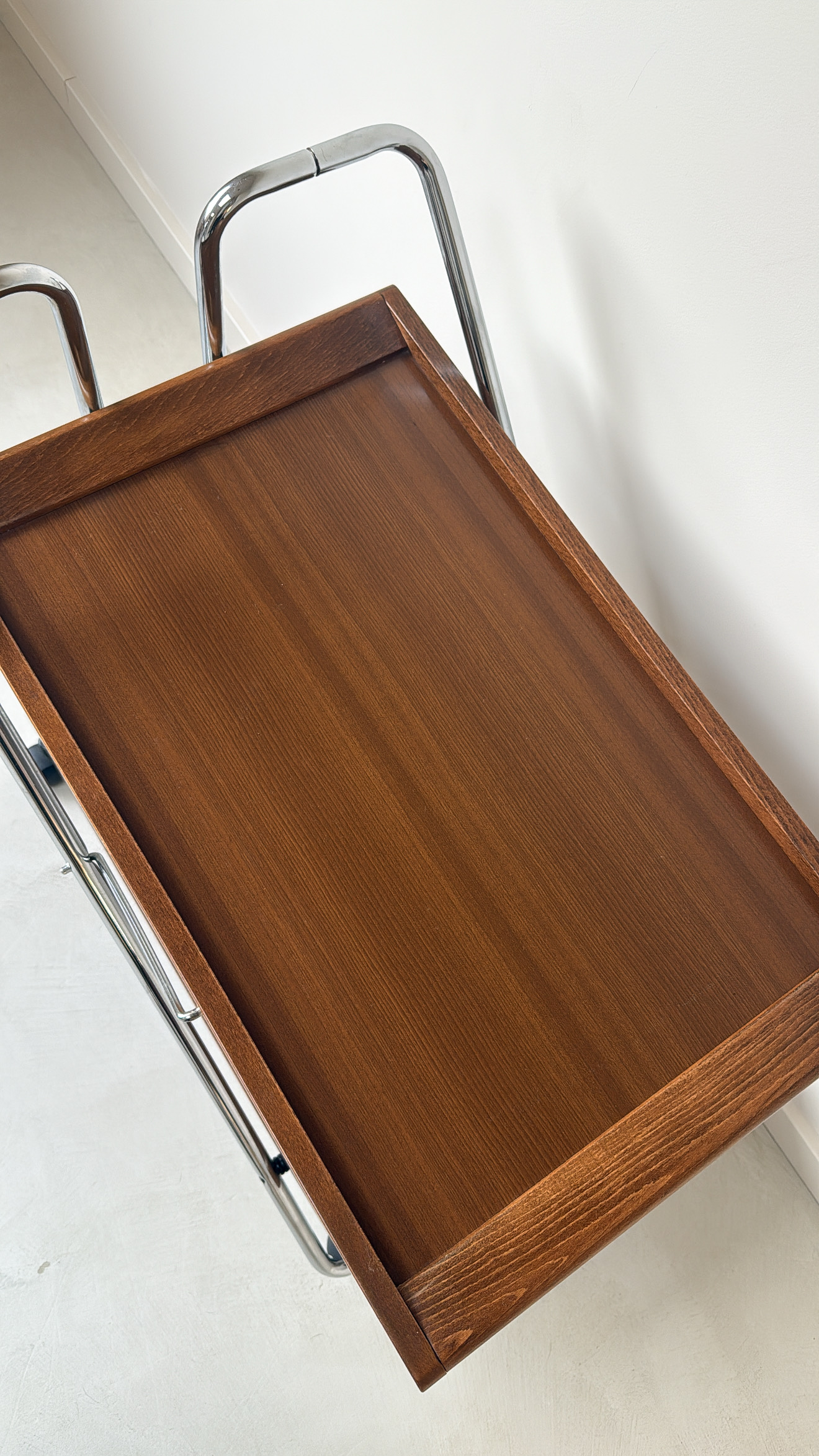 Vintage Mid Century Trolley / Serveerwagen Van Hout En Chroom image 9