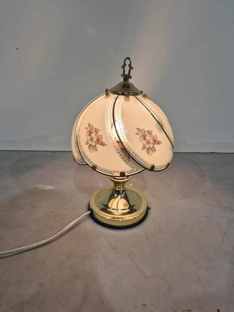 Hollywood Regency Tafel Lamp Met Gebogen Glas Vintage image 8