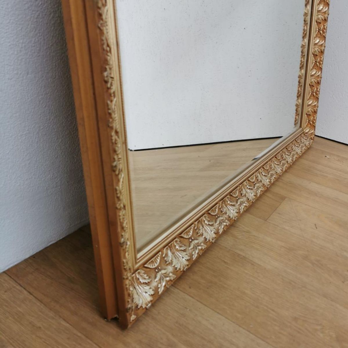 Grote Vintage Goudkleurige Hollywood Chic Schouwspiegel Spiegel Facet Geslepen image 4
