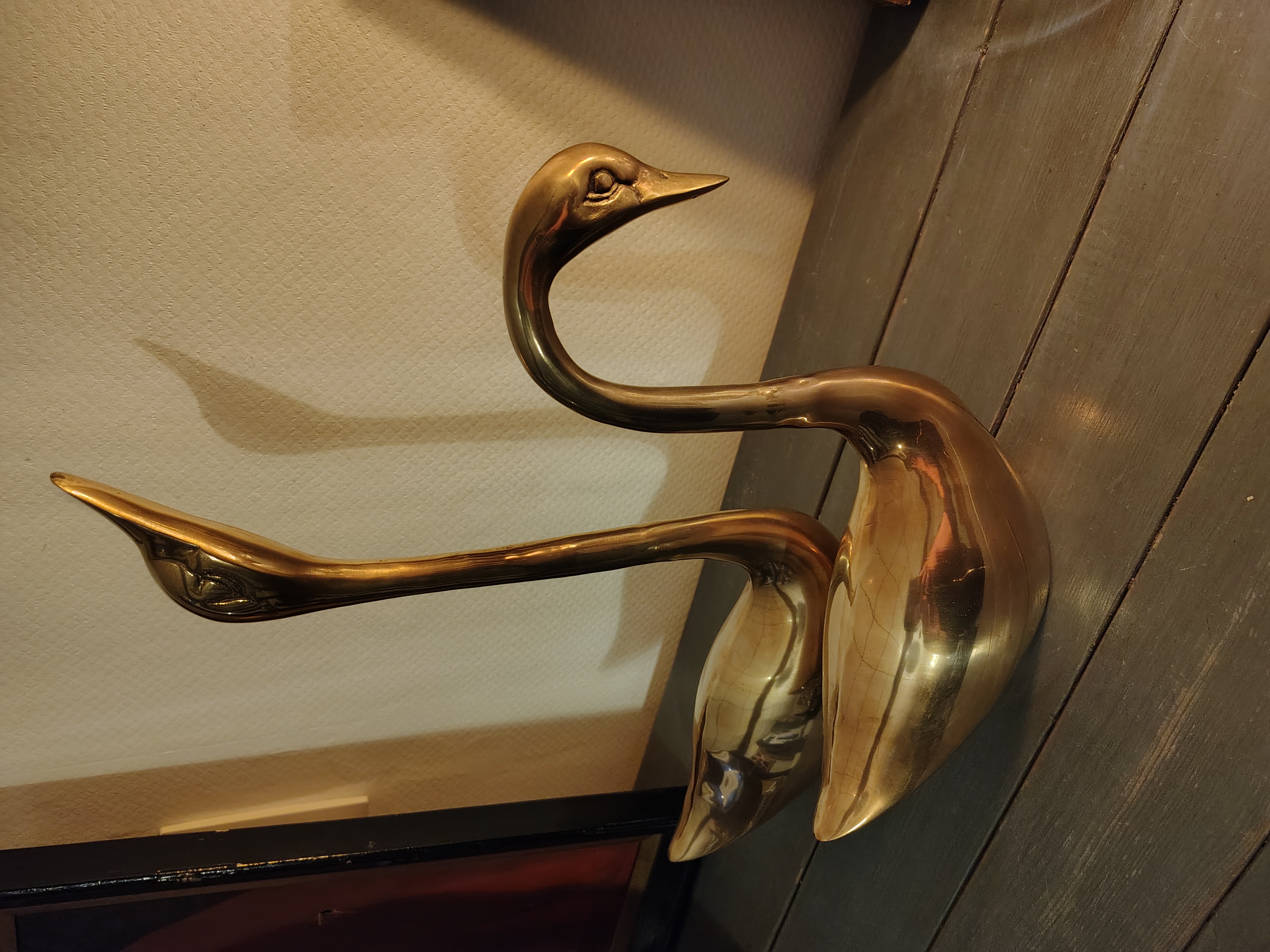 Set Van Zeer Grote (39,5 En 26 Cm) Vintage Zwanen Messing image 4