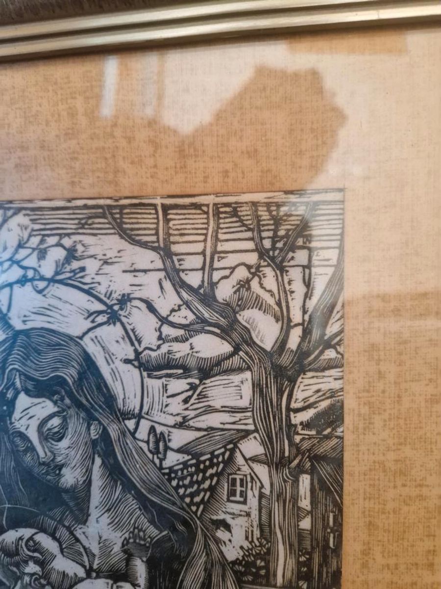 Linoleum Snede Wh Maria En Jezus image 4