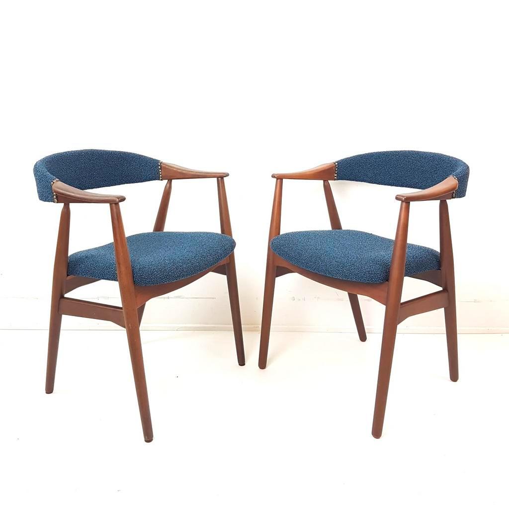 Set Van 2 Deense Vintage Farstrup Stoel Blauw Thomas Harlev image 2