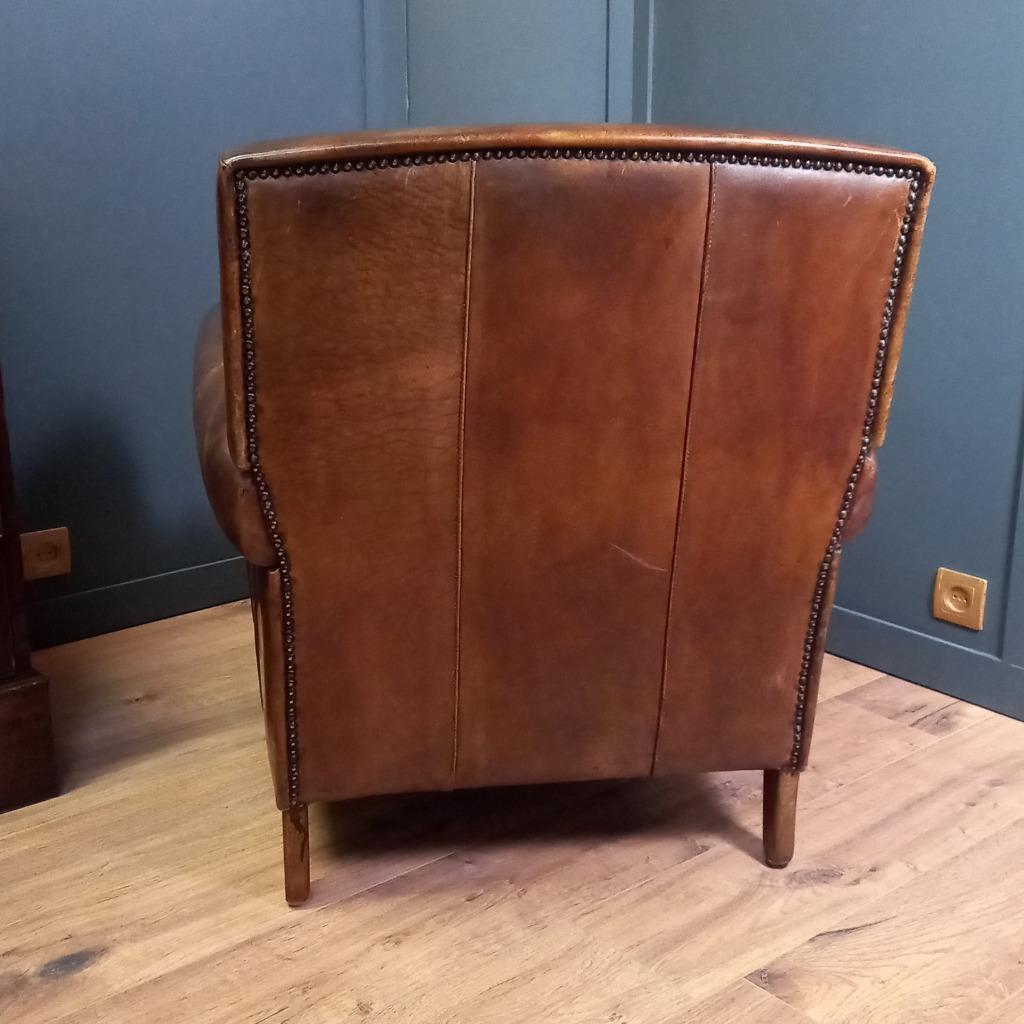 Schapenleren Vintage Clubfauteuil In Art Deco Stijl image 6
