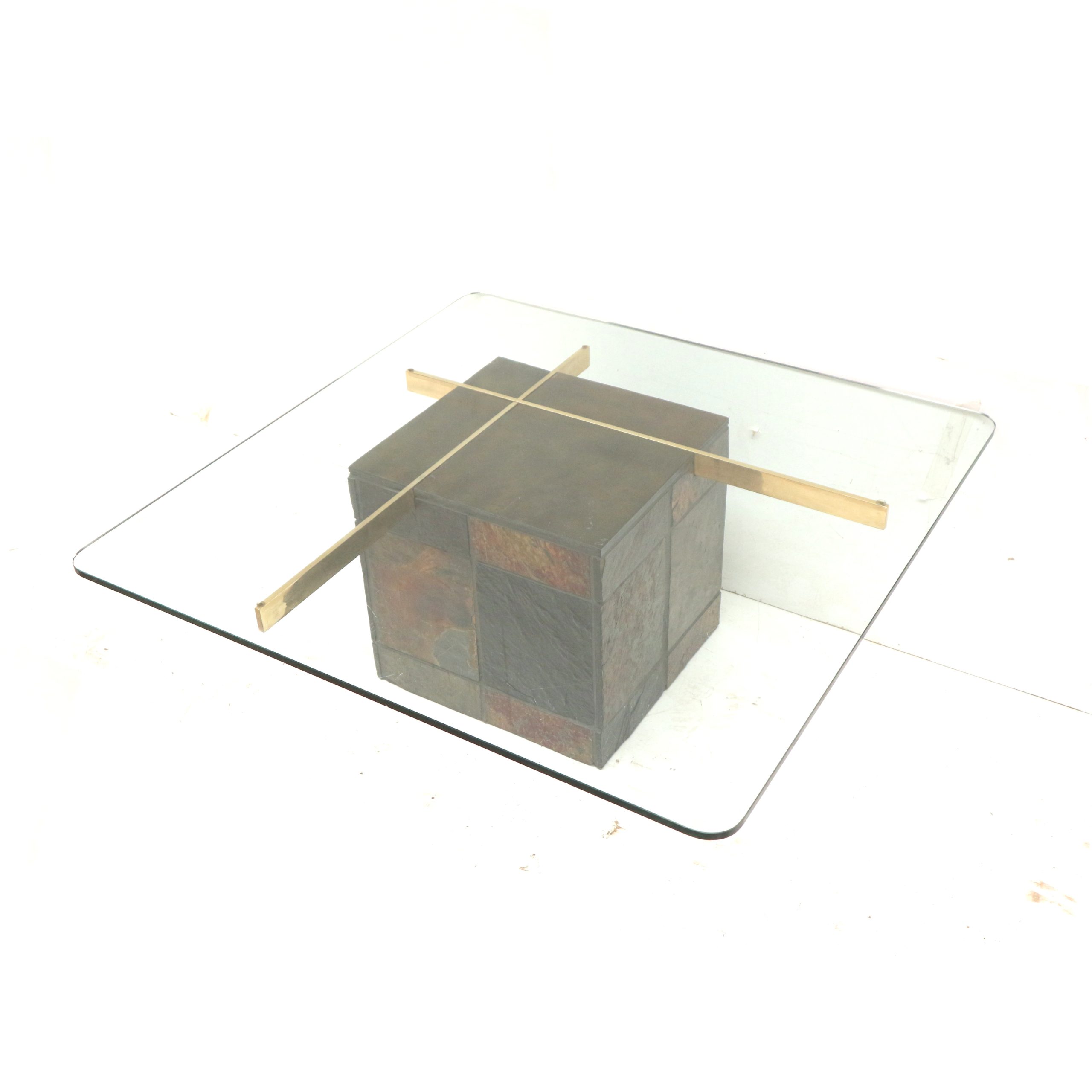 Italiaanse Design Salontafel Van Artedi Met Natuurstenen Voet En Glazen Blad image 8