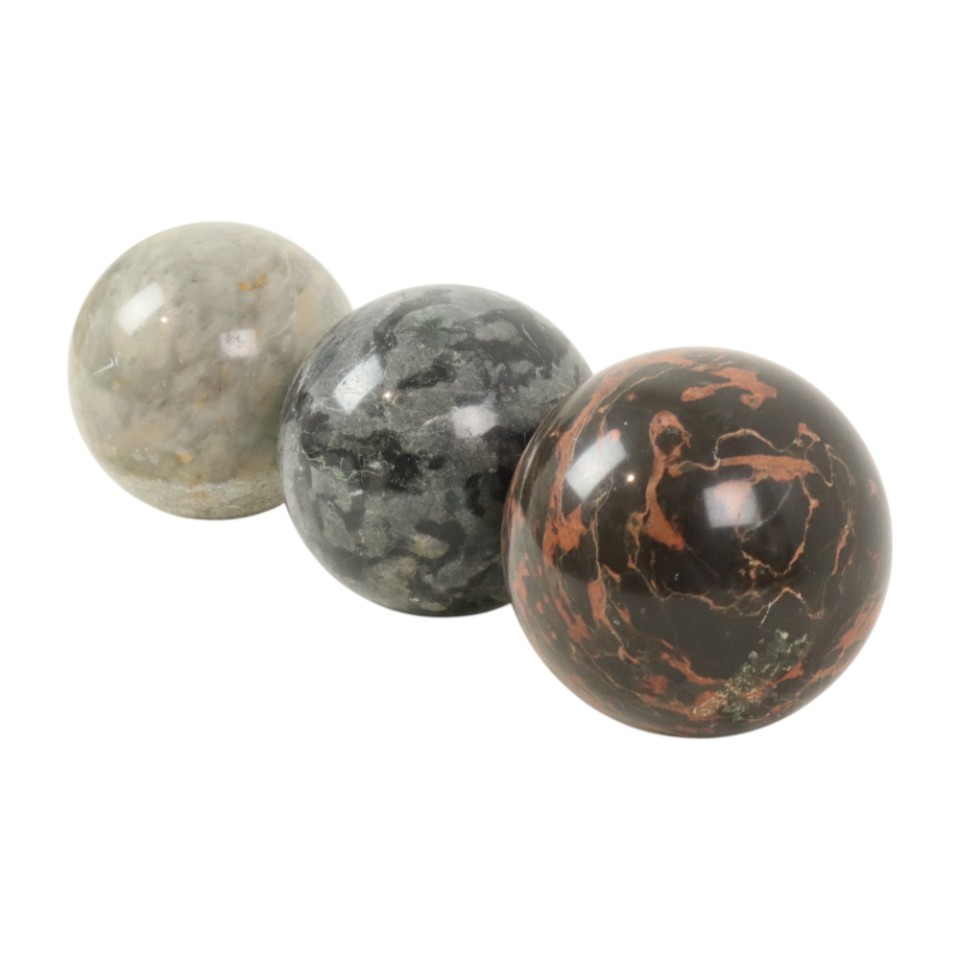 Set Van 3 Grote Gepolijste Bollen Marmeren Ballen Natuursteen image 6