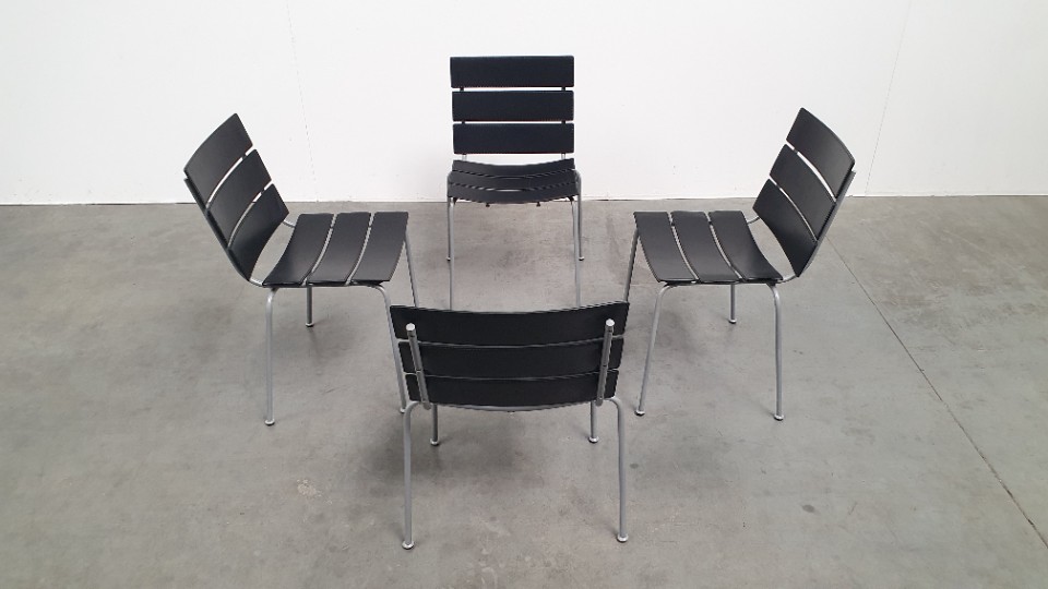 Giancarlo Vegni Fasem Italy Stripe Zadelleer Stoelen Vintage Design image 20