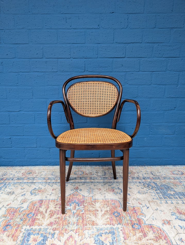 7x Vintage Rotan Stoelen, Model 215r, Thonet image 10