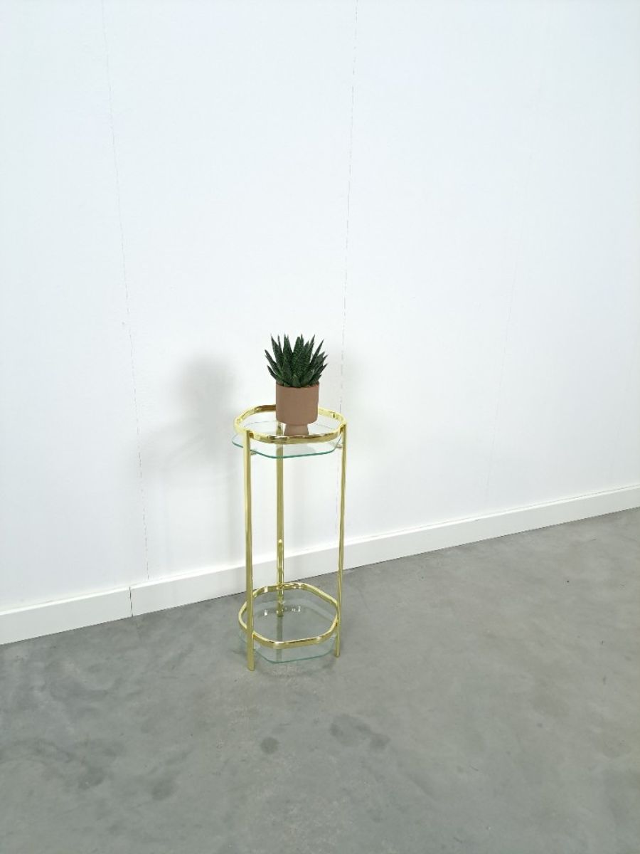 Messing Plantentafel Met Glazen Blad image 4