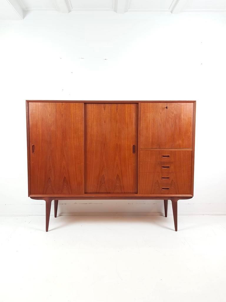 Vintage Deens Teak Houten Highboard Wandkast Laden Omann Jun image 13
