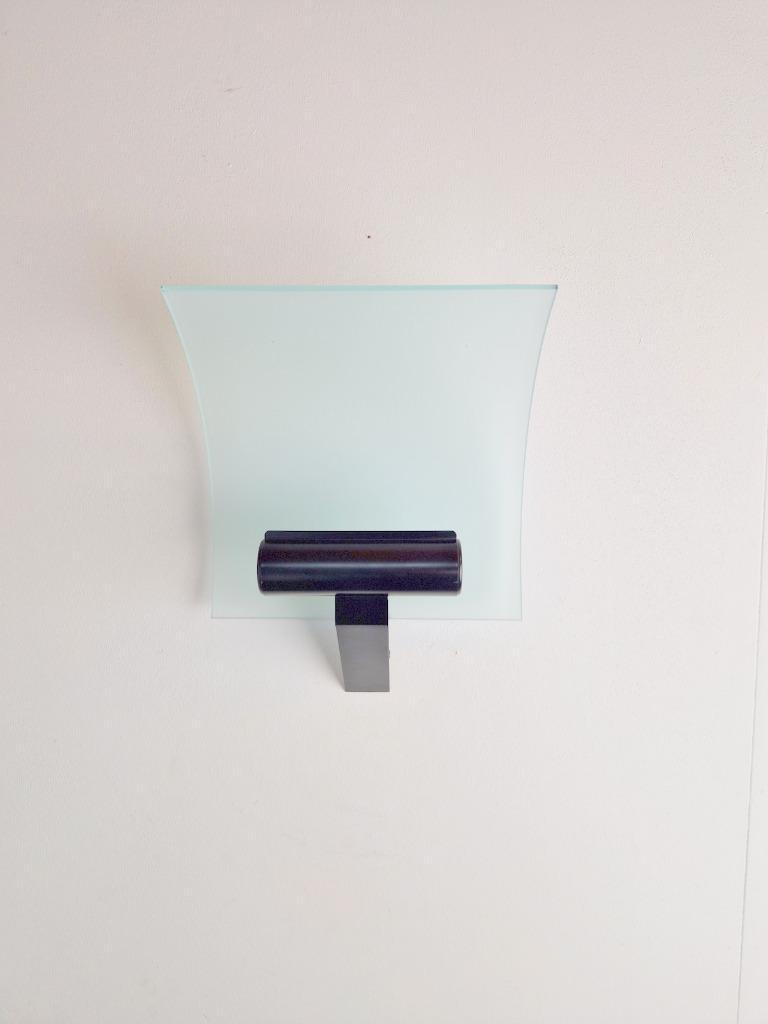 Postmodern Metaal Glas Wandlamp Modern Hillebrand Design ‘80 image 5