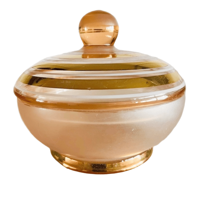 Art Deco Bonbonnière Roze Goud Glas Sieradendoosje 1950’s image 2