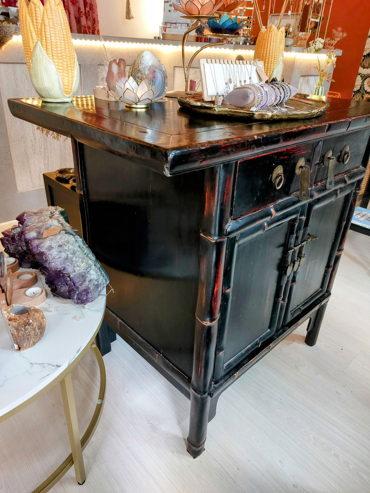 Chinese Bamboe Kast Zwart image 13