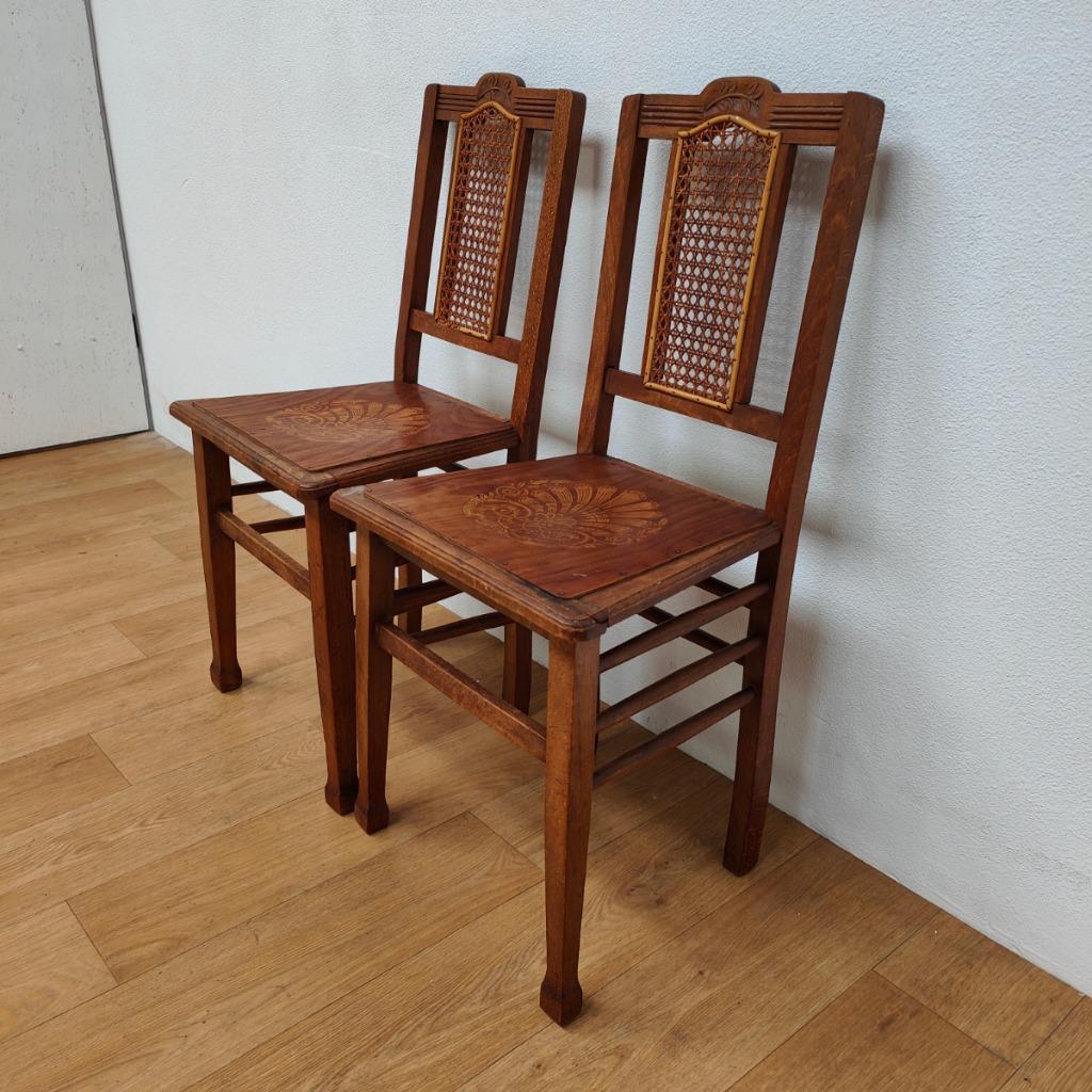 Vintage Houten Café Stoelen, Bistrostoelen, Eetkamerstoelen Set Prijs image 5