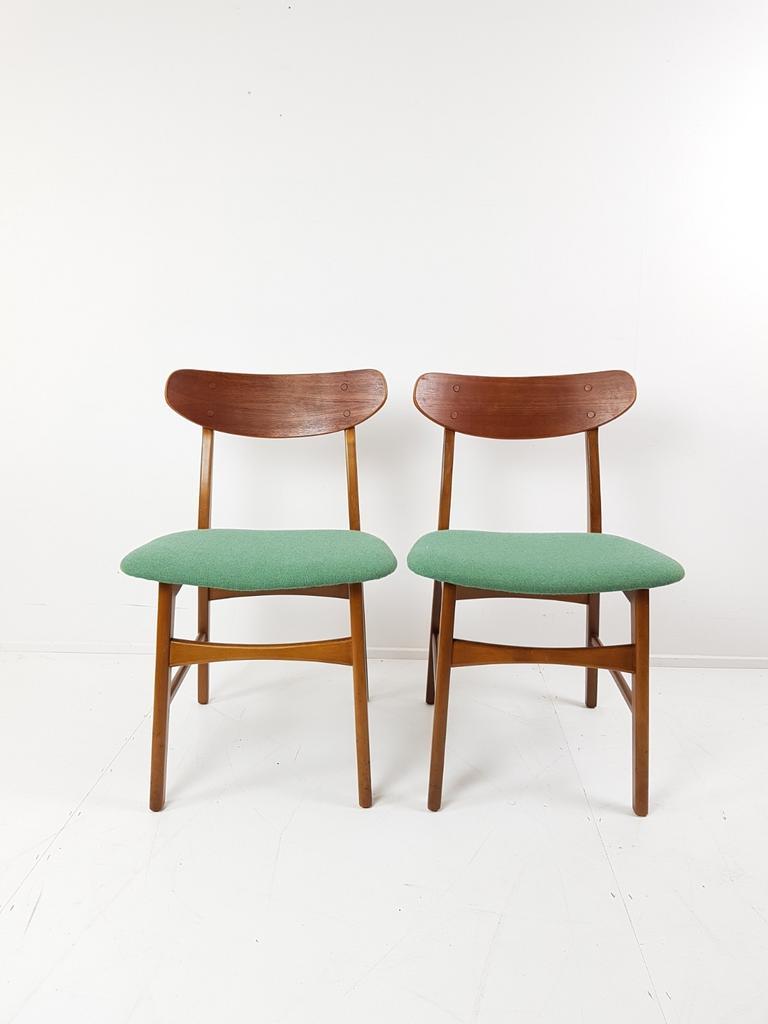 2 Deense Eetkamer Stoelen Teak Nieuw Gestoffeerd Ploegstof image 6