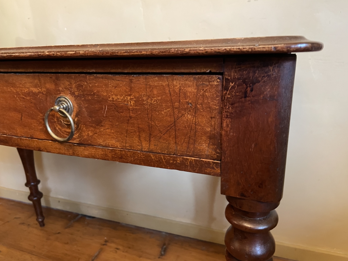 Magnifiek Bureau Werktafel Leer En Ingelegd Met Bladgoud 19e Eeuws Frans image 8