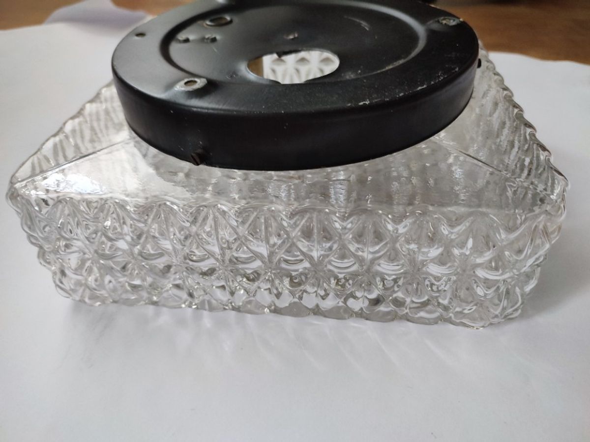 Vintage Guro Jaren '70 Plafondlamp Plafonnière Glas Vierkant image 12