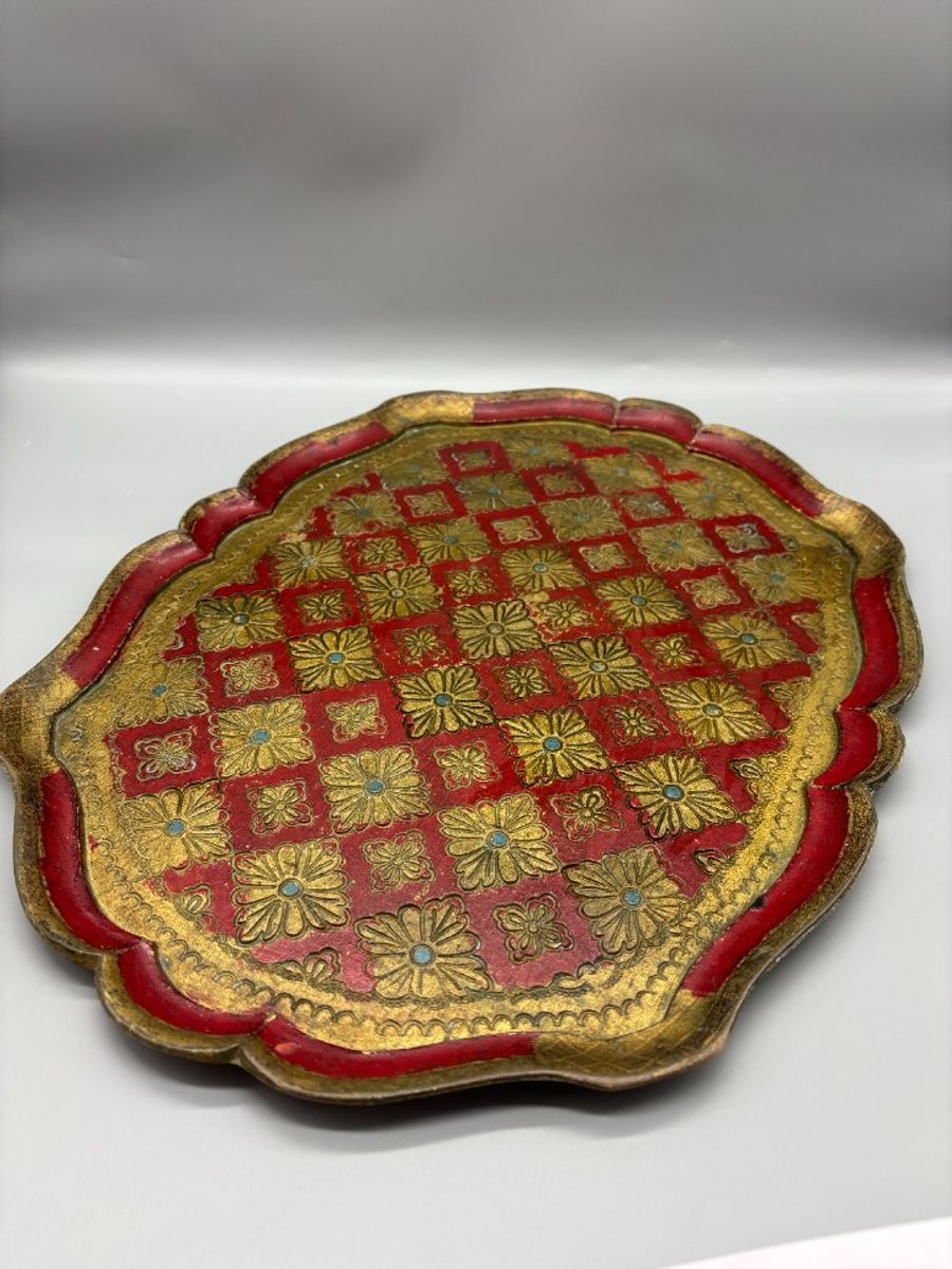 Florentijns Vintage Dienblad Rood/goud 60's image 6
