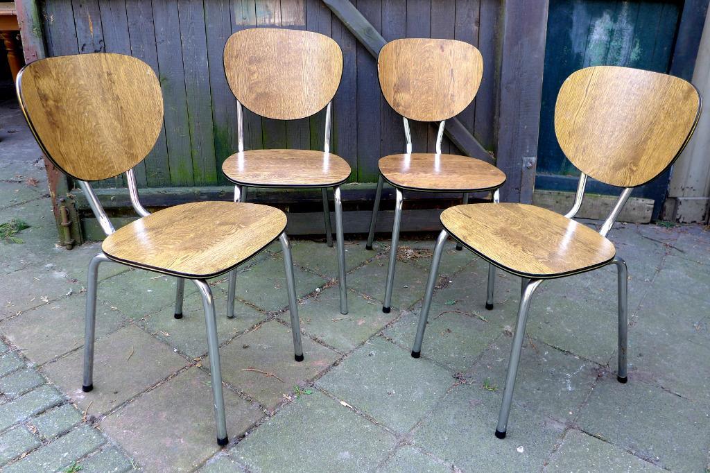 Mooi Set Van 4 Vintage Retro Formica Stoelen image 2