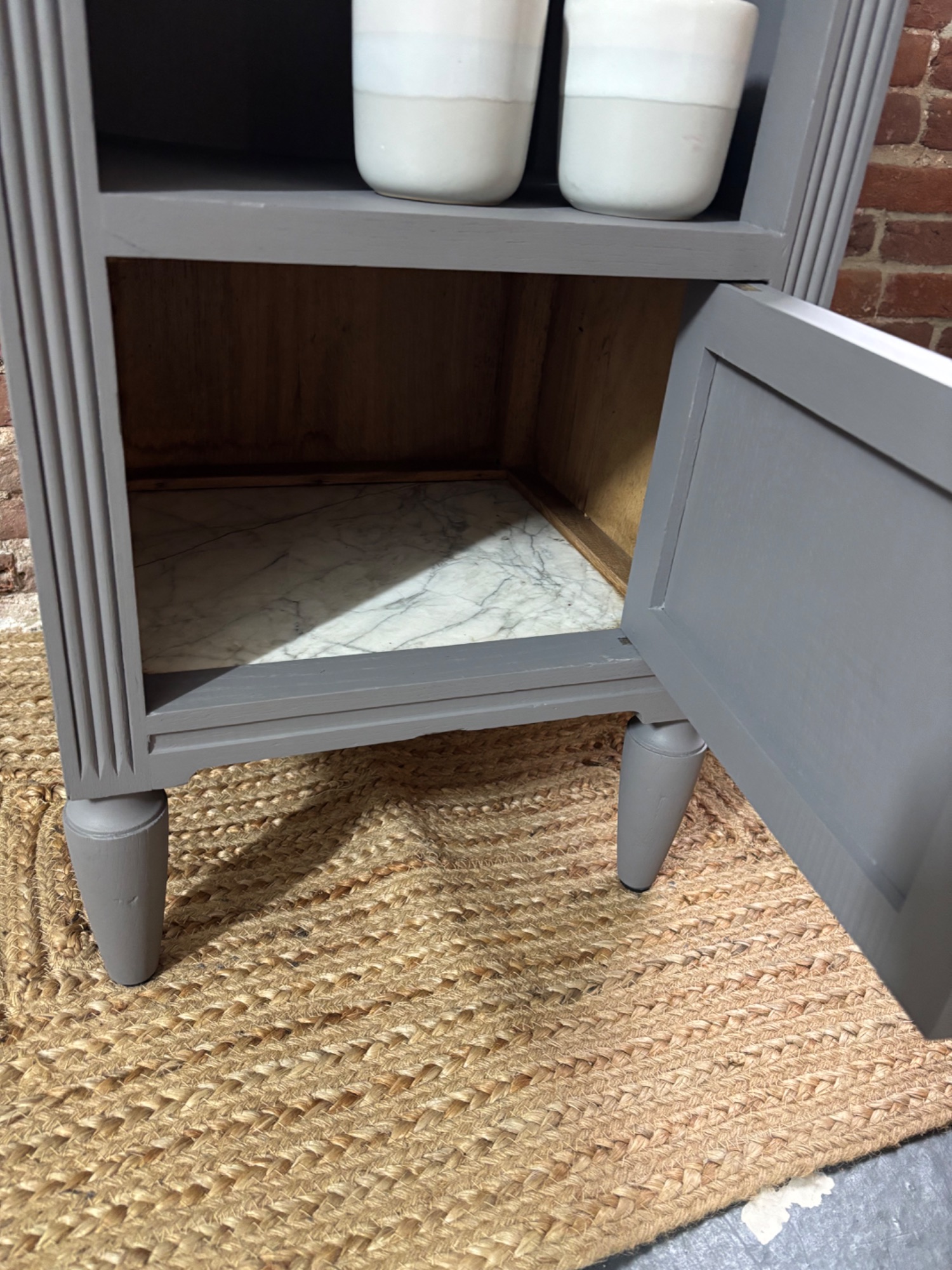 Grijs Nachtkastje Marmer Blad image 7