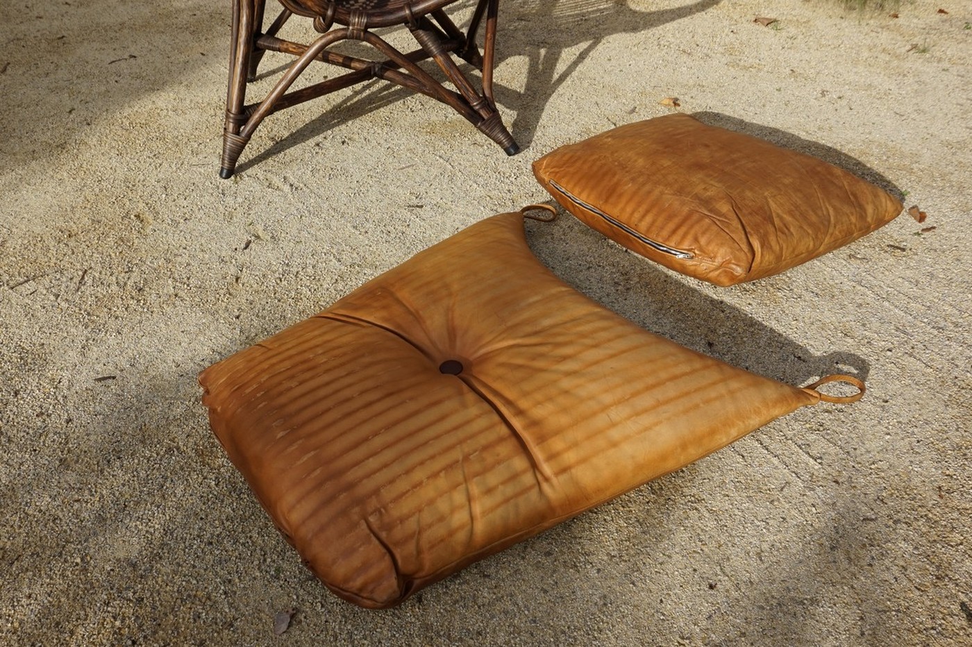 Vintage Rotan/bamboe Fan Back Lounge Chair Met Leren Kussens, Jaren 60, Toegeschreven Aan Rohé No image 9