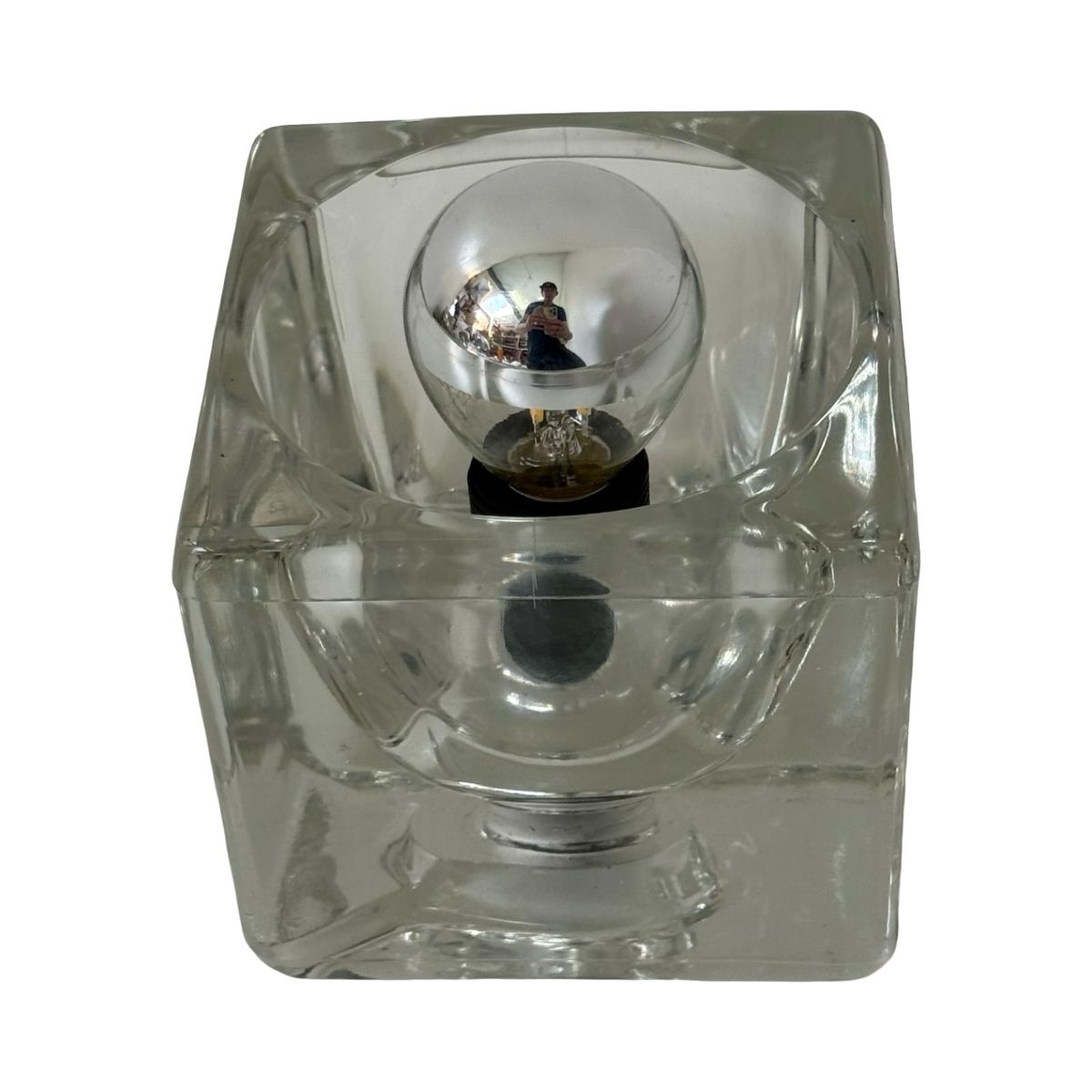 Peill & Putzler - Desk Lamp In Shape Of A Glass Cube - Space Age / (marked, Original Sticker) image 6