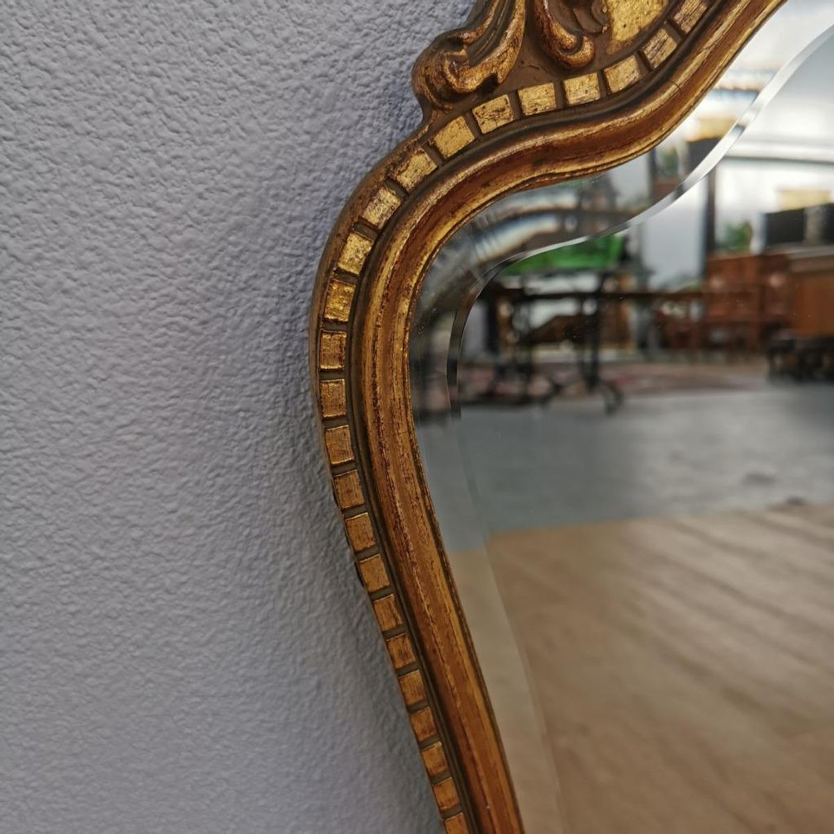 Vintage Goudkleurige Barok Rococo Spiegel Kuifspiegel Schouwspiegel 119 image 19