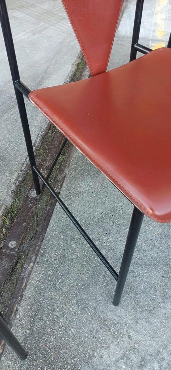 Set Van 8 Vintage Postmodern Leren Eetkamerstoelen image 9