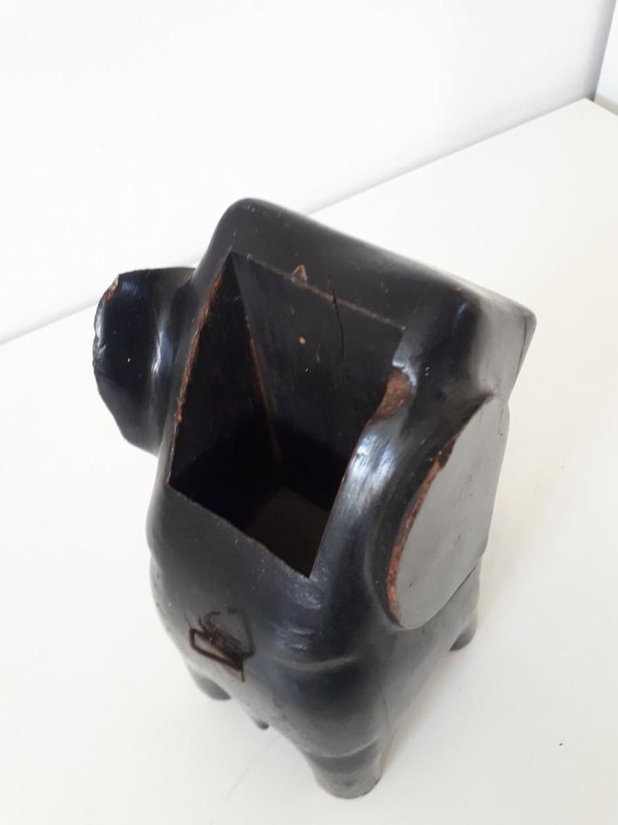 Antieke Houten Olifant Hangpot Hangbakje image 5