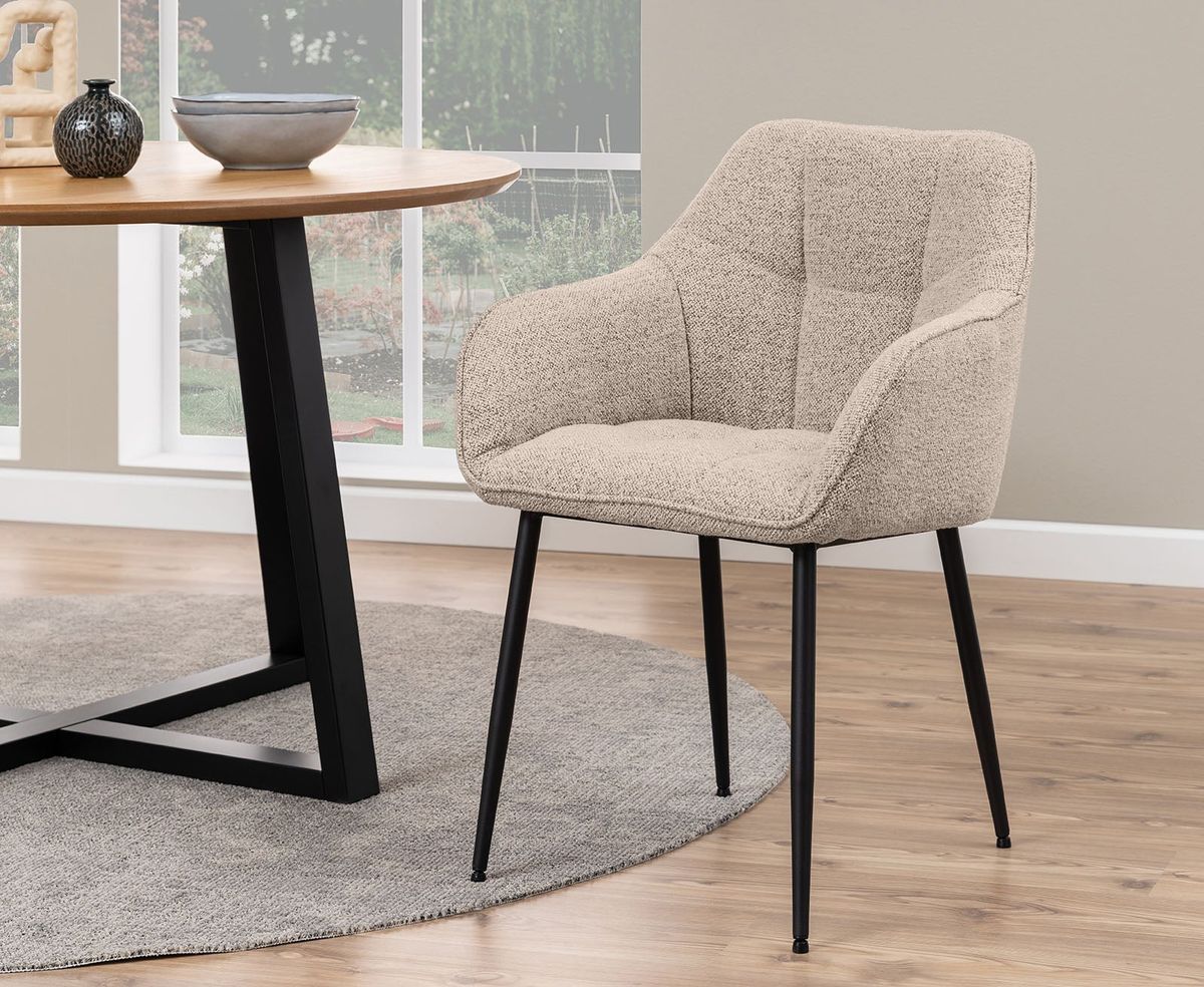 Nivala Eetkamerstoel - Set Van 2 - Beige Met Mat Zwarte Poten image 4