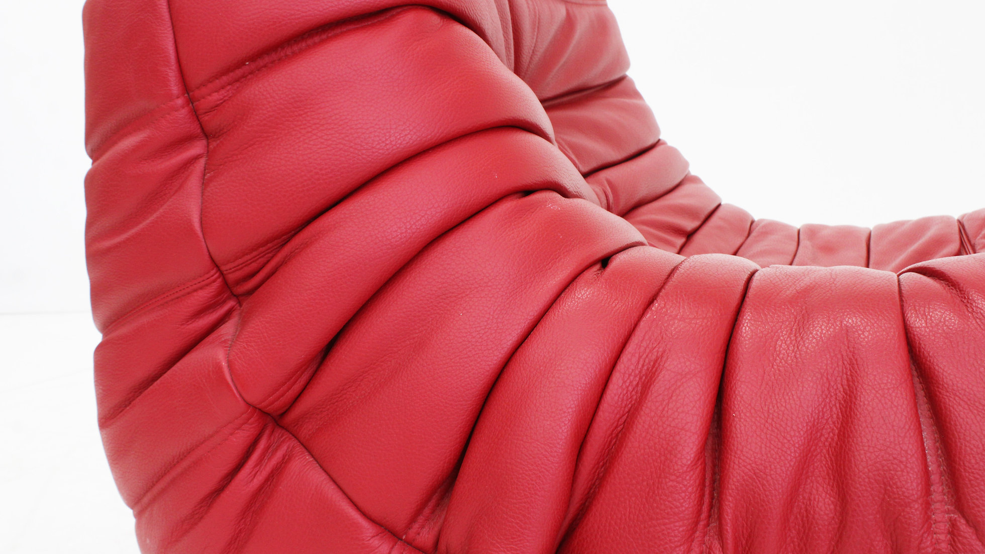 Togo Armchair Red Leather By Michel Ducaroy For Ligne Roset image 9