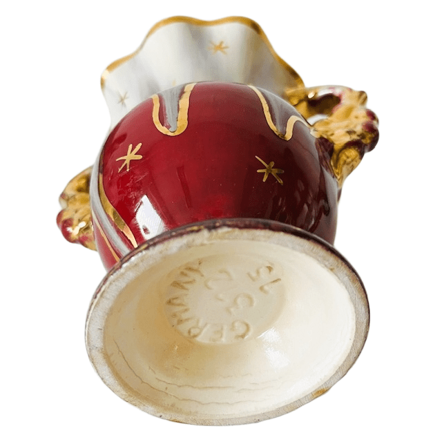 Mid-century Jasba Vaas Fuchsia Wit Goud Barok 1950’s image 8