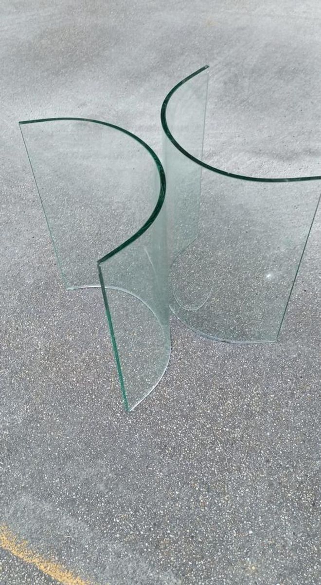 Vintage Postmodern Glazen Bijzettafel, Rond image 12