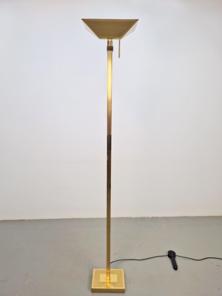 Vintage Deknudt Vloerlamp Messing Regency Uplight Belgie ´70 image 2