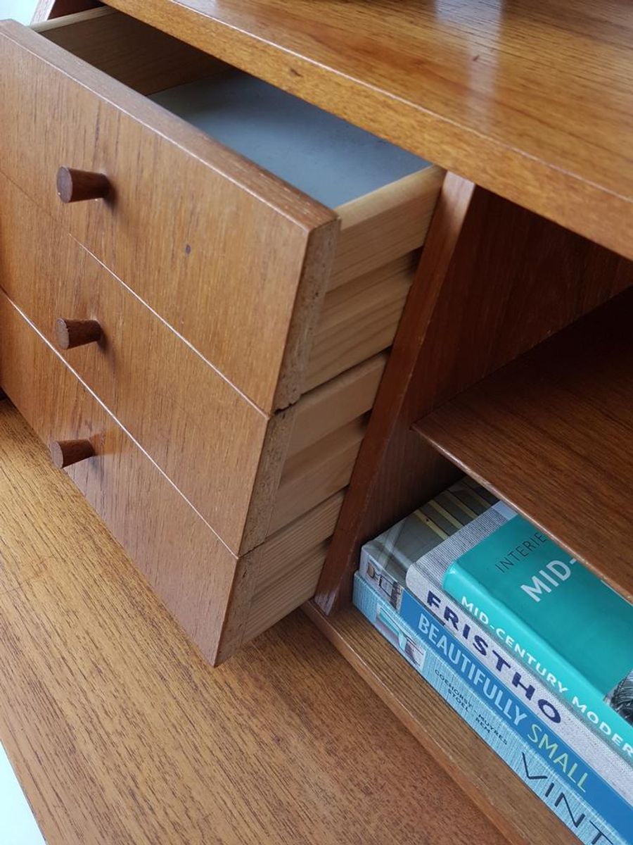 Vintage Deense Teakhouten Secretaire | Wandkast | Ladenkast image 13