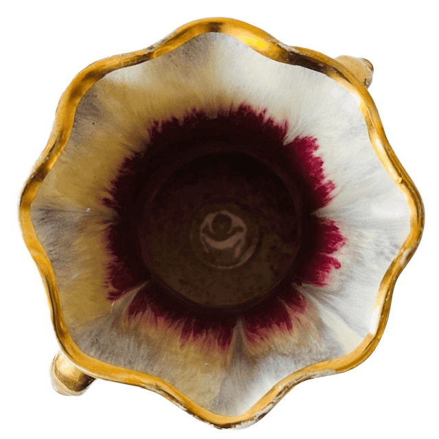 Mid-century Jasba Vaas Fuchsia Wit Goud Barok 1950’s image 7