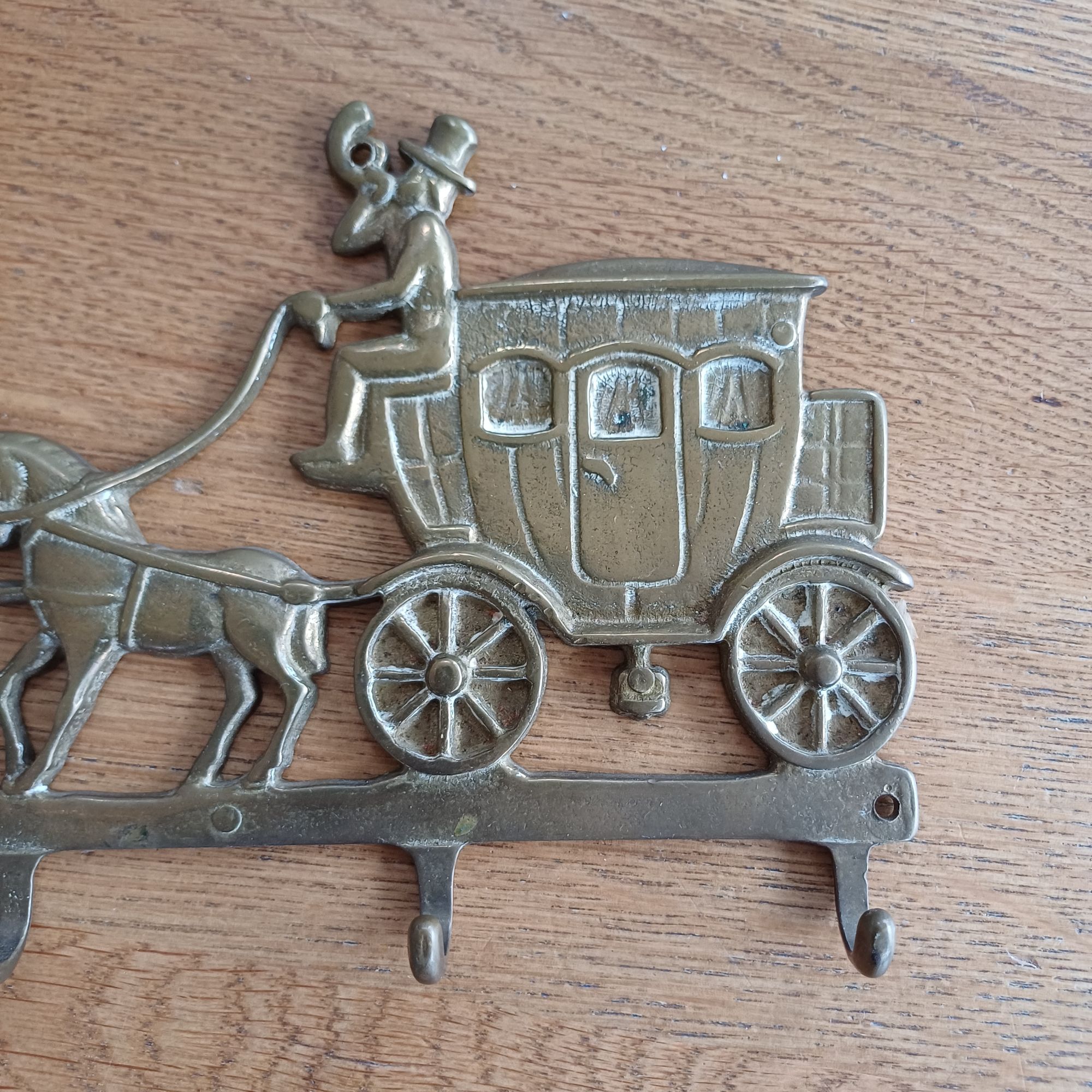 Messing Wandhaakjes Paarden Met Koets image 3