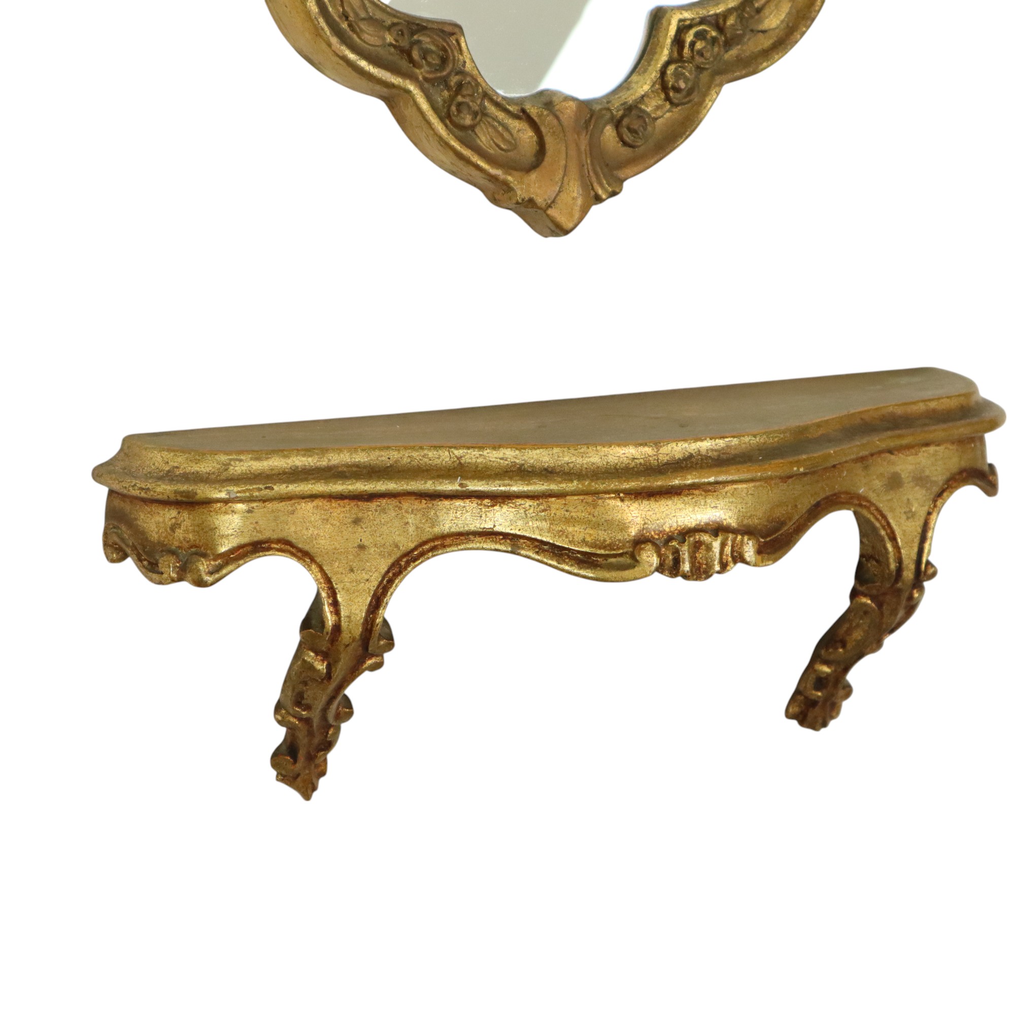 Kleine Barok Stijl Kuifspiegel Met Console Resine Frankrijk image 8