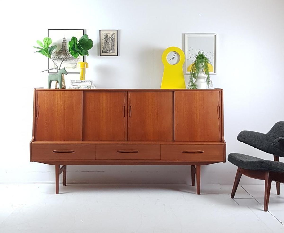 Vintage Deens Highboard | Drankenkast Buffetkast Teak Danish image 2