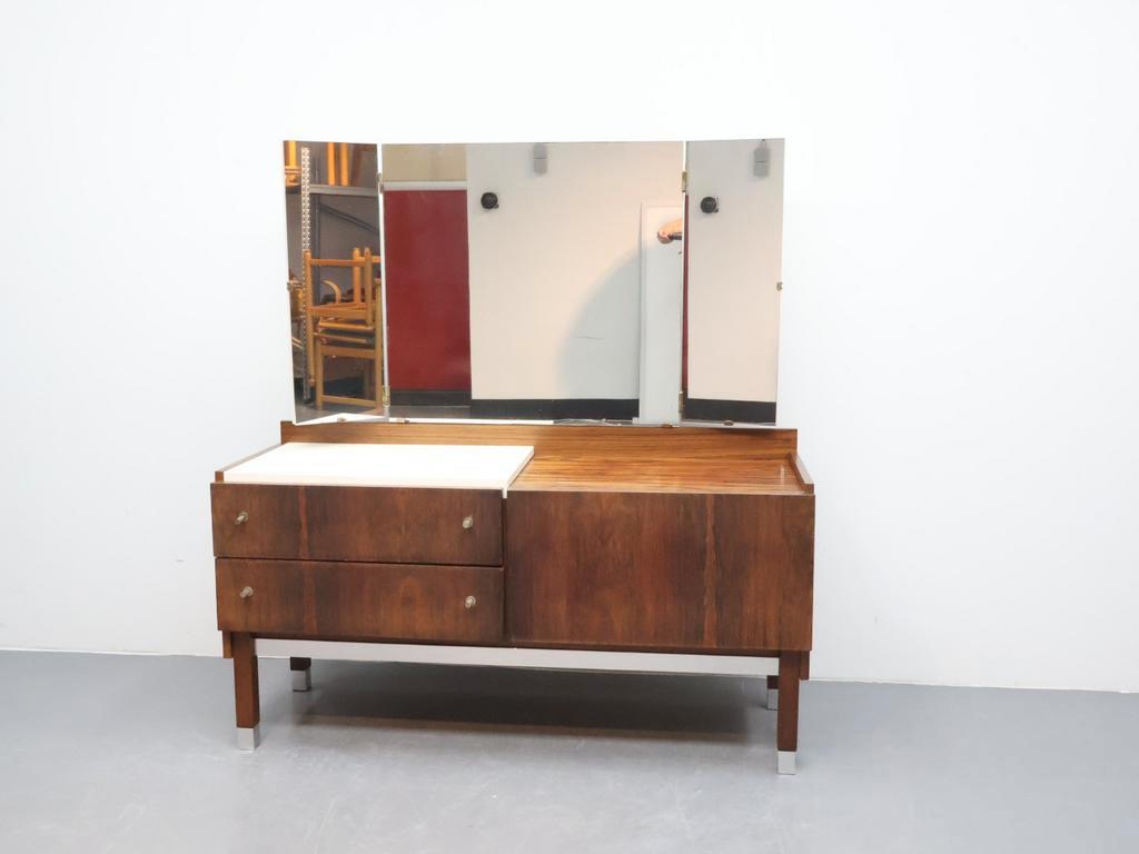 Vintage Kaptafel Palissander Drieluik Spiegel image 16