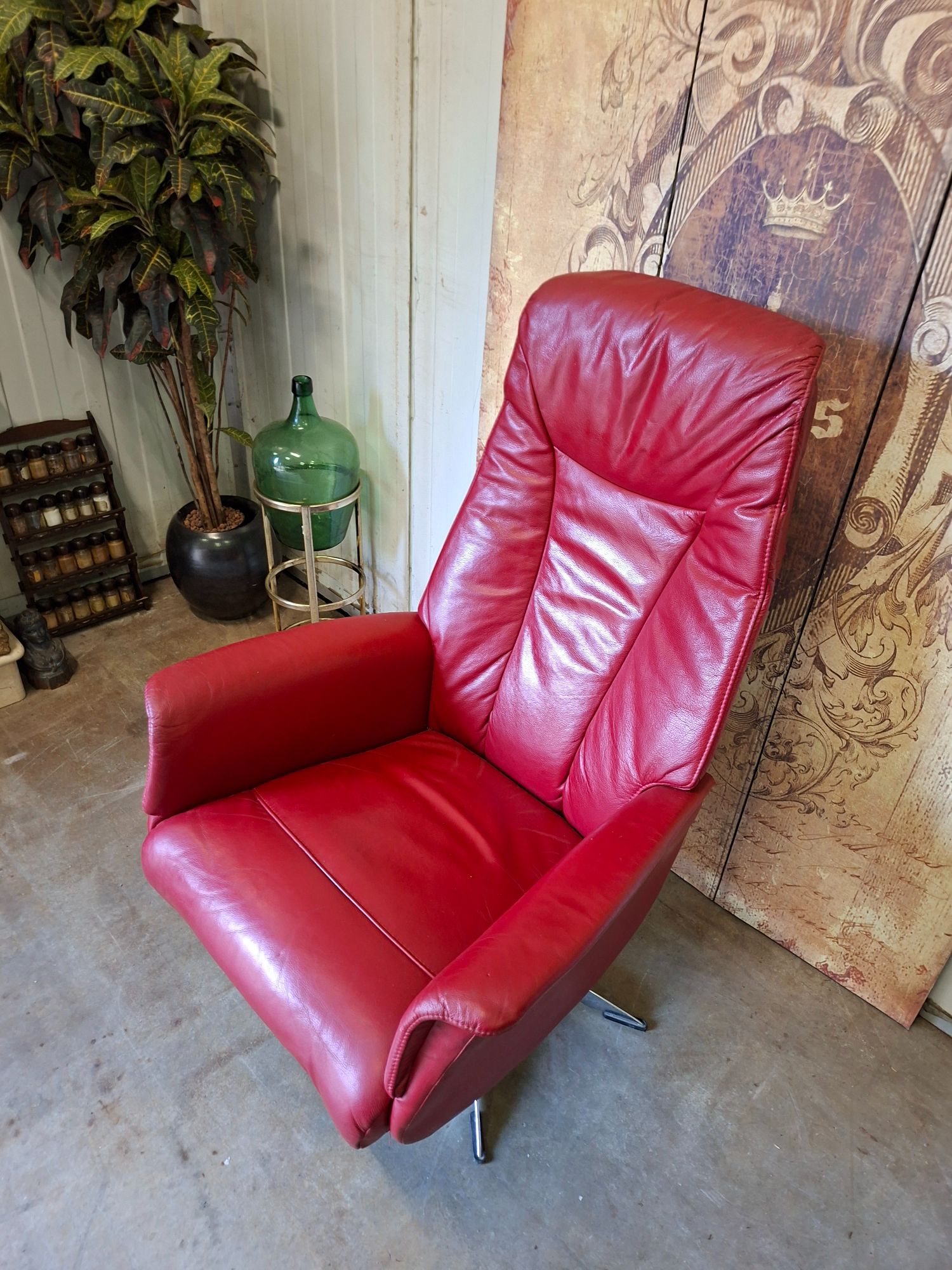 Rood Lederen Relexfauteuil image 3