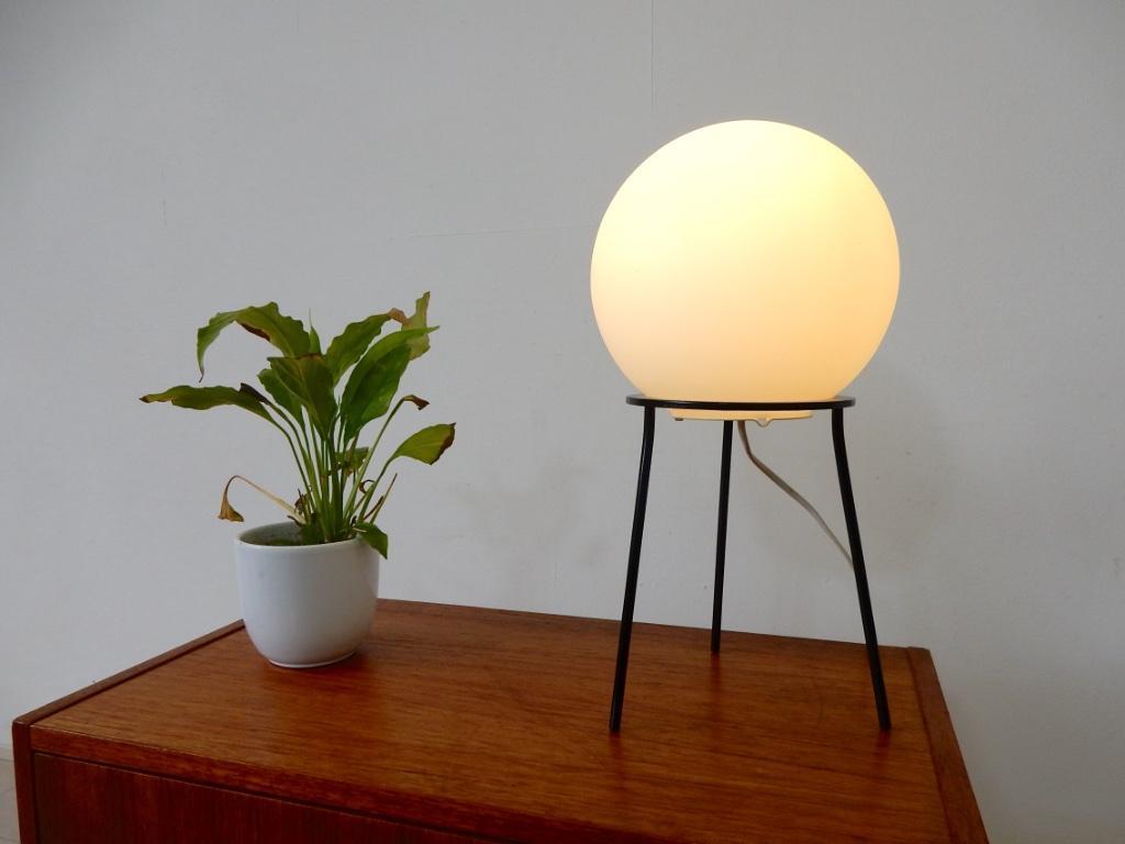 Vintage Tafellamp Dressoir Lamp Jaren 50 Bol Melkglas image 3