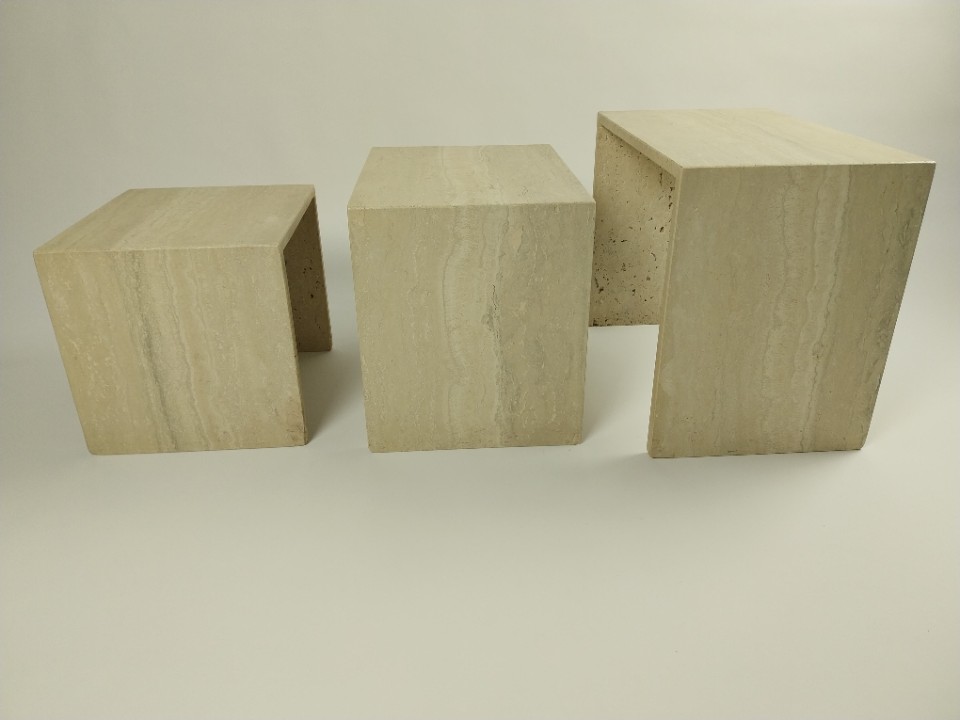 Set Van 3 Italiaanse Travertijn Nesting Tables, Jaren 70 image 3