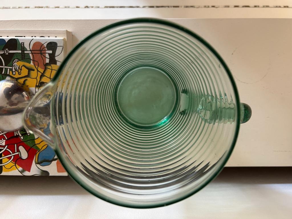 Grote Vintage Glazen Kan Met Ribbels Mondgeblazen image 6