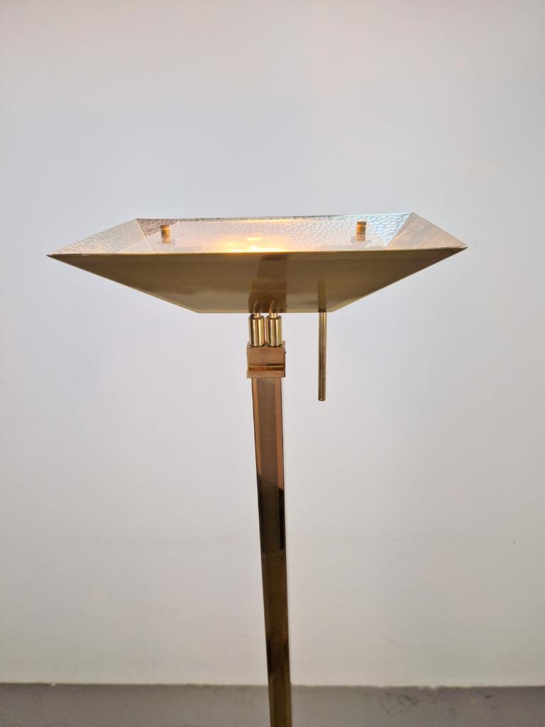 Vintage Deknudt Vloerlamp Messing Regency Uplight Belgie ´70 image 9