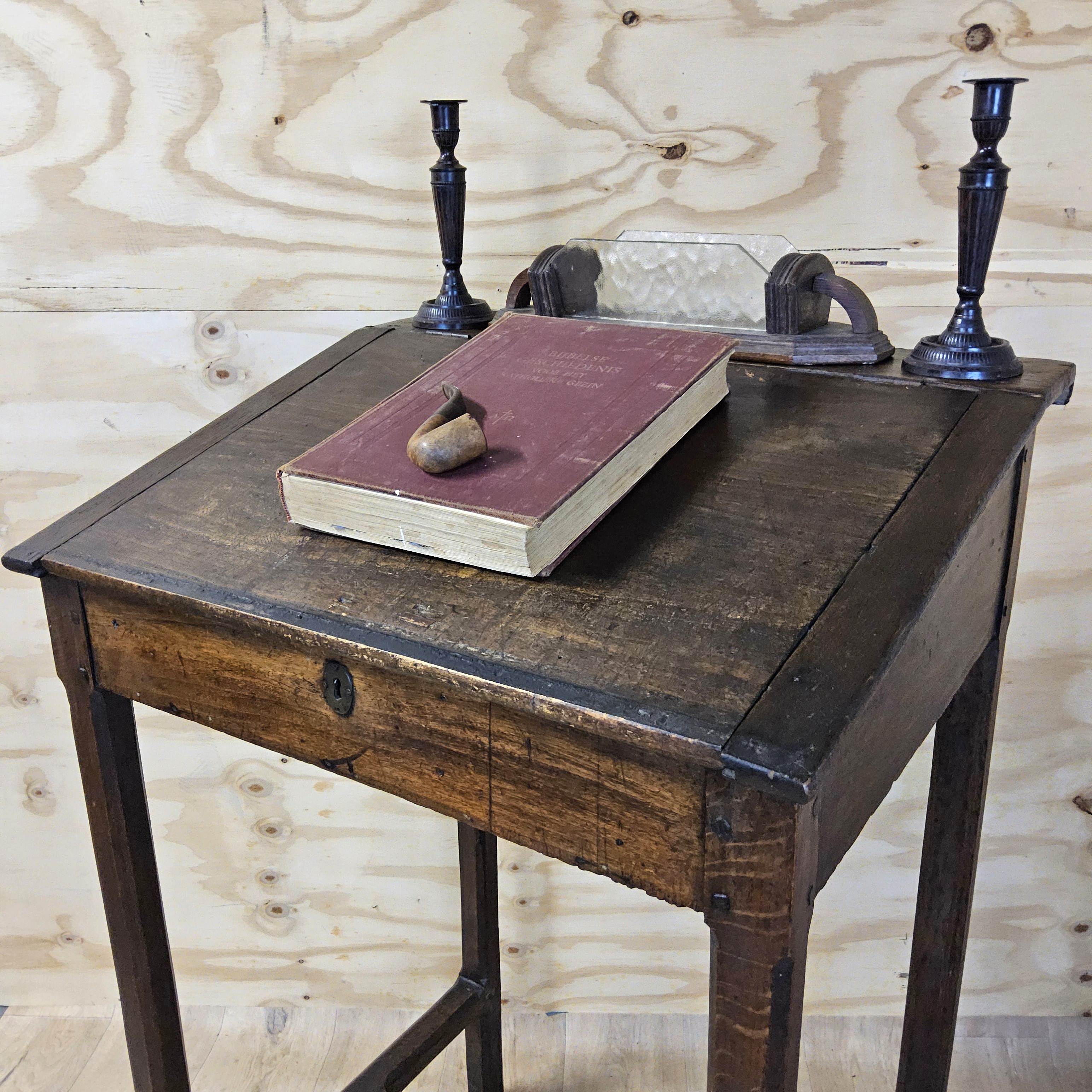 Antieke Staande Hoge Eiken Houten Lessenaar / Schrijfbureau (19e Eeuw) / Clerk Desk image 3