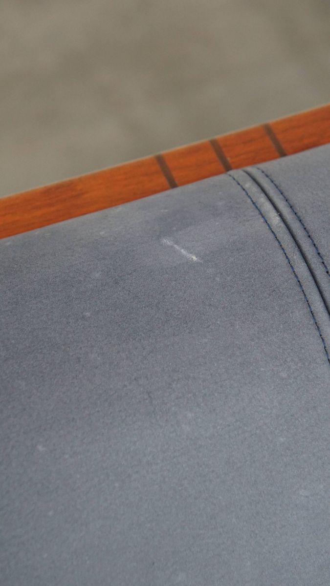 Geweldige Schuitema Art Deco Design Bank Met Mooie Blauwe Nubuck Lederen Bekleding image 14