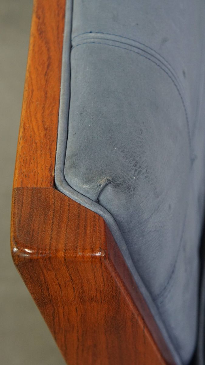Geweldige Schuitema Art Deco Design Bank Met Mooie Blauwe Nubuck Lederen Bekleding image 18