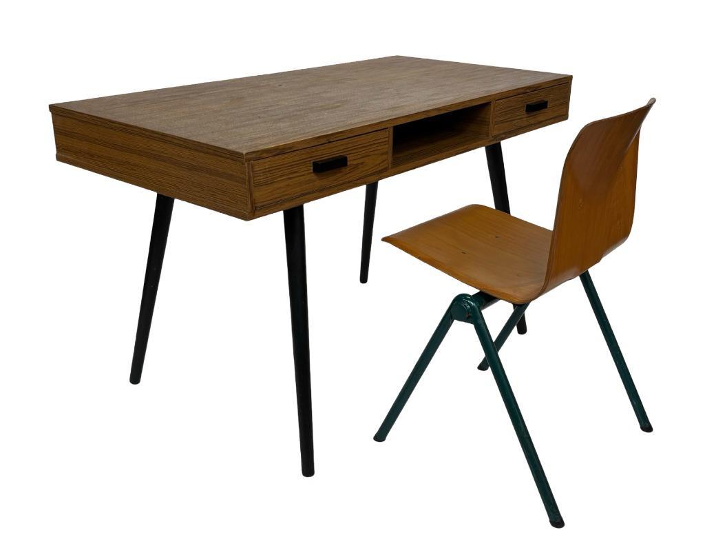 Vintage Bureau Werkplek Compact Jaren 70 Plak Fineer image 14