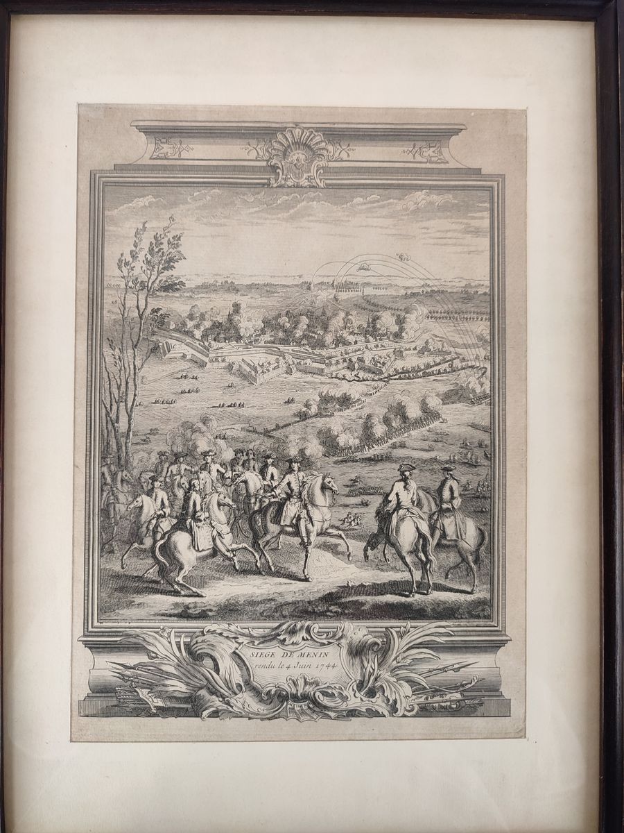 Antieke Gravure 'beleg Van Menen' 1744 image 2