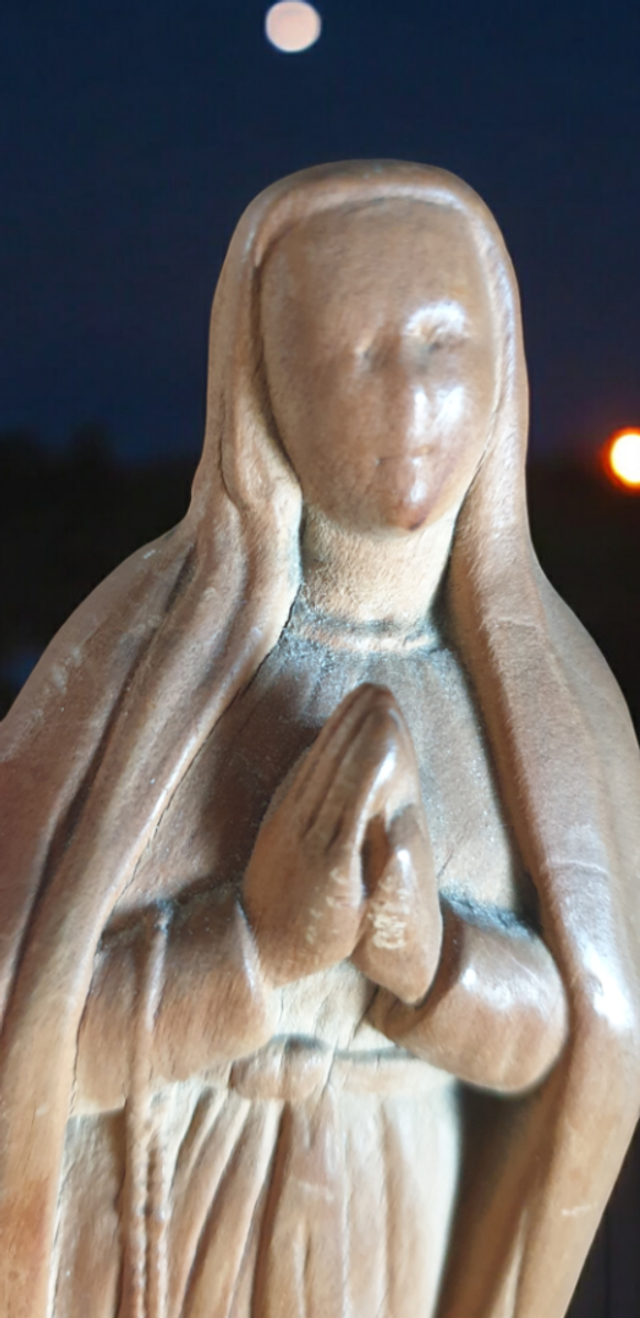 Prachtig Oud Houtsnijwerk Maria Beeldje H 20 Cm image 11